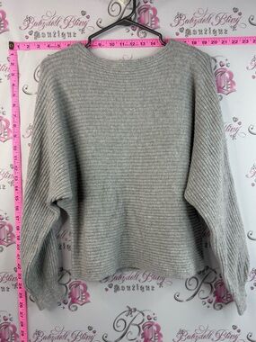 Open edit sweater knit knitted, comfy, Light Grey Ribbed Crewneck Sweater